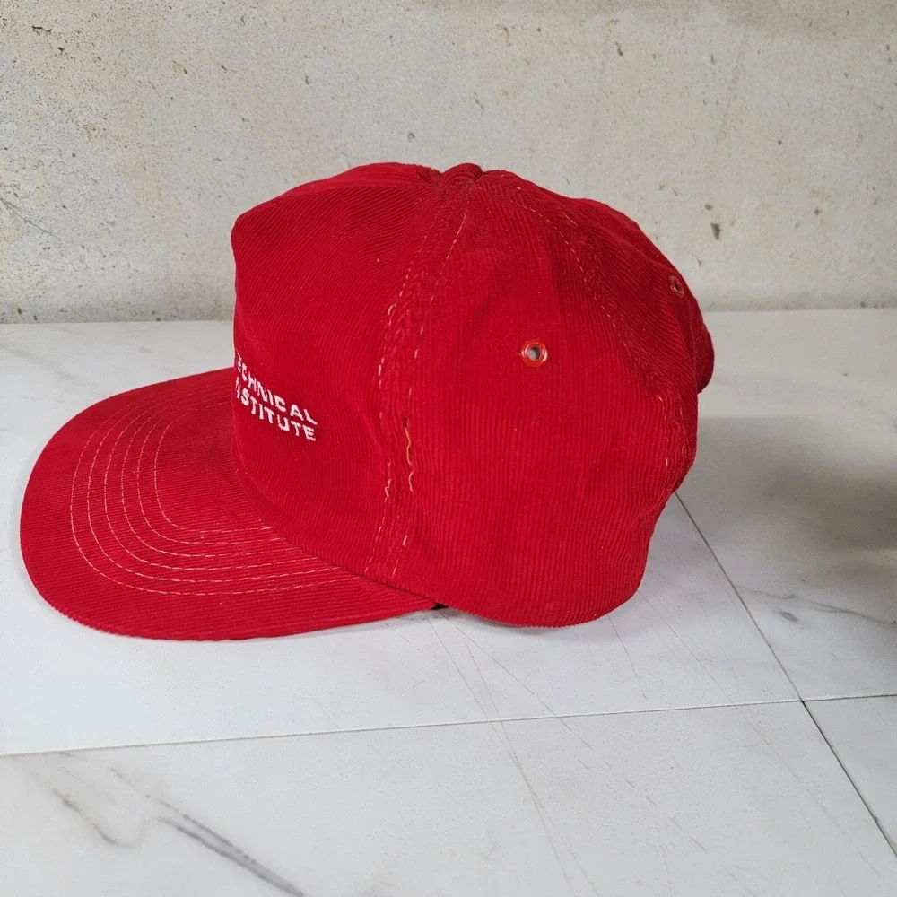Ranken Technical College Ball Cap Hat Adjustable Vtg Corduroy Red - Picture 2 of 6